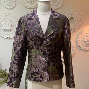 Chico's Purple and Green Paisley Blazer